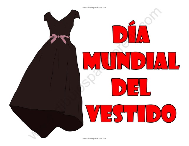 Día Mundial del Vestido dibujo a color y para colorear